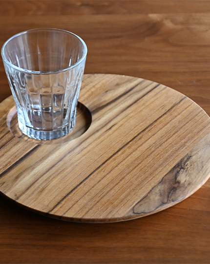 teak wood round dish tray