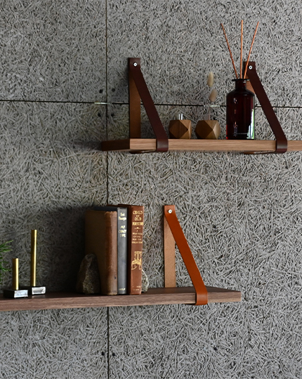 wood leather shelf