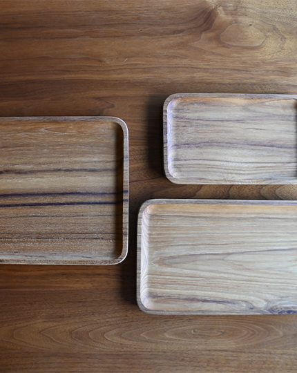 teak wood square dish plate