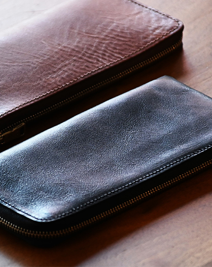 oil leather wallet soul type Black