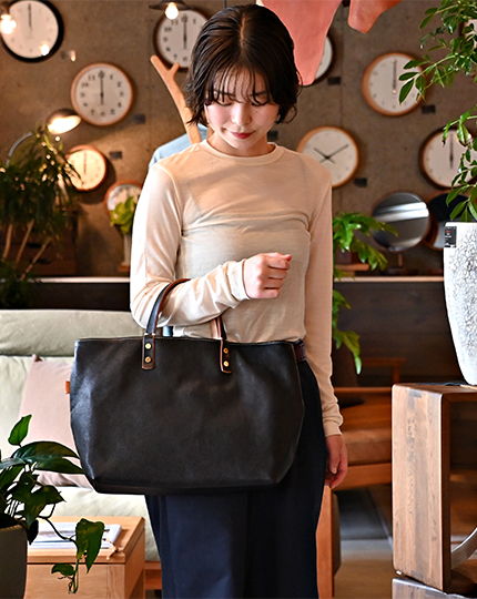 Handmade Bag -Oil Leather- Shoulder＆Tote M-BLACK
